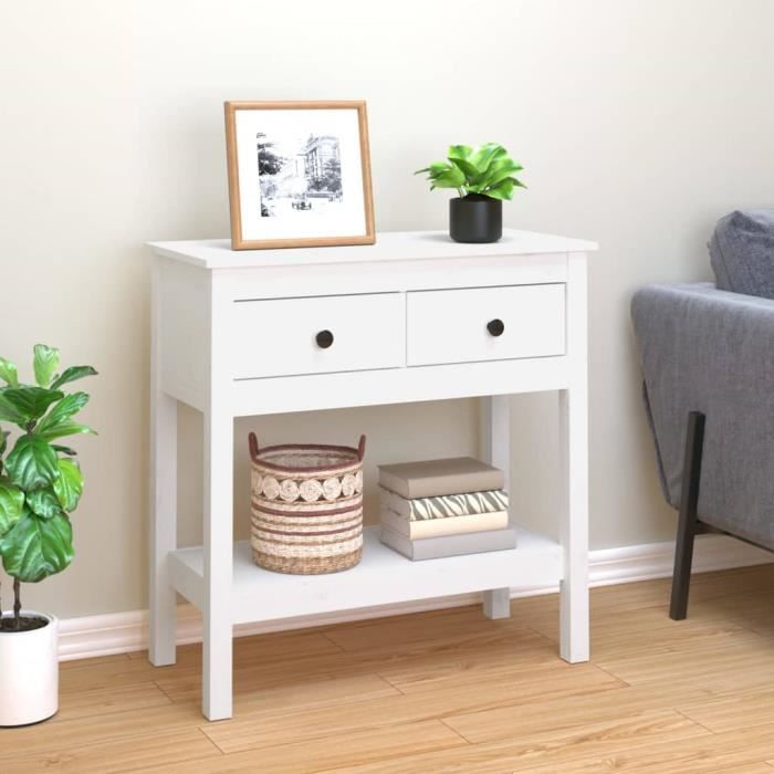 VidaXL Table console Blanc 75x35x75 cm Bois massif de pin 814620