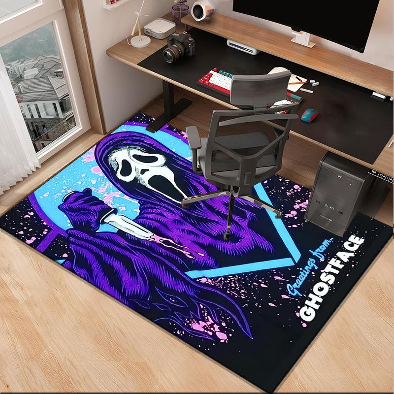 Ghostface Greetings Poster Office Rug Chair Mat, Game Carpet, Suitable for Front Door, Bedroom, Living Room, Desk, Holiday Gift