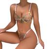 Women Floral Underwear Set Breathable 2-Piece Lace Bra Set See Through Embroidery Sexy Mesh Transparent Panty Set