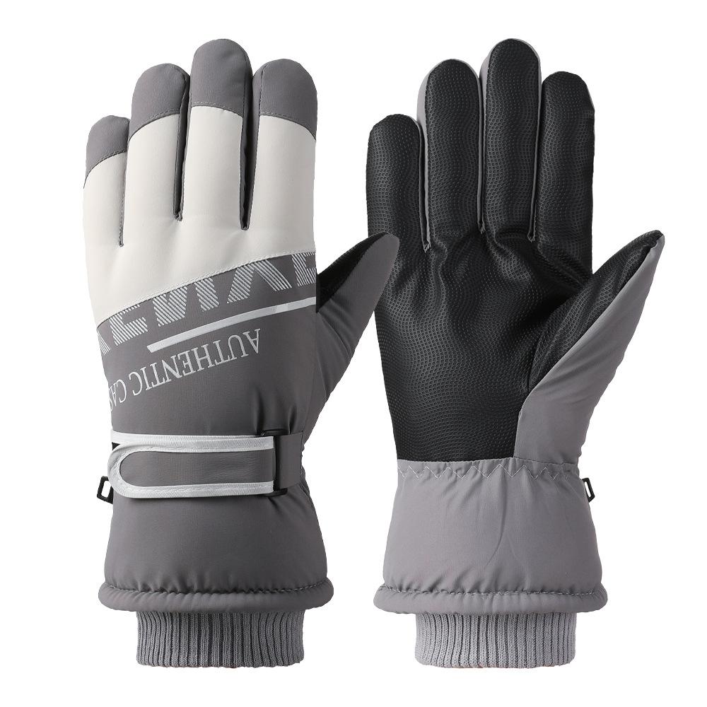 Ski Gloves for Men and Women Outdoor Winter Thickened Windproof Water Splashing Cold and Velvet Touch Screen Riding Warm Gloves