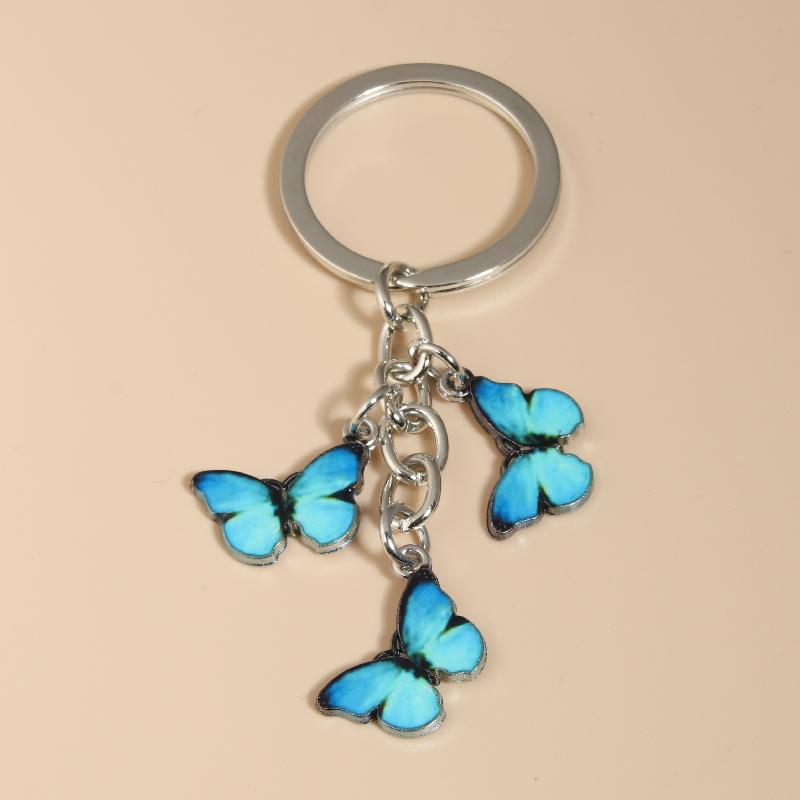Cute Colorful Butterfly  Enamel Flying Animals Key Chains For Women Girls Accessorie Handmade Jewelry Bag Charm