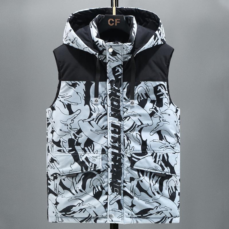 Nadměrné velikosti S-8XL Zimní bez rukávů Parky Pánské svrchní oblečení Módní Pánská hřejivá vesta s kapucí