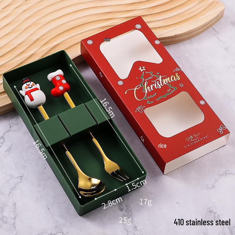 Stainless Steel Christmas Cutlery Set: Cute Spoon, Fork, and Stirring Spoon for Coffee & Fruit