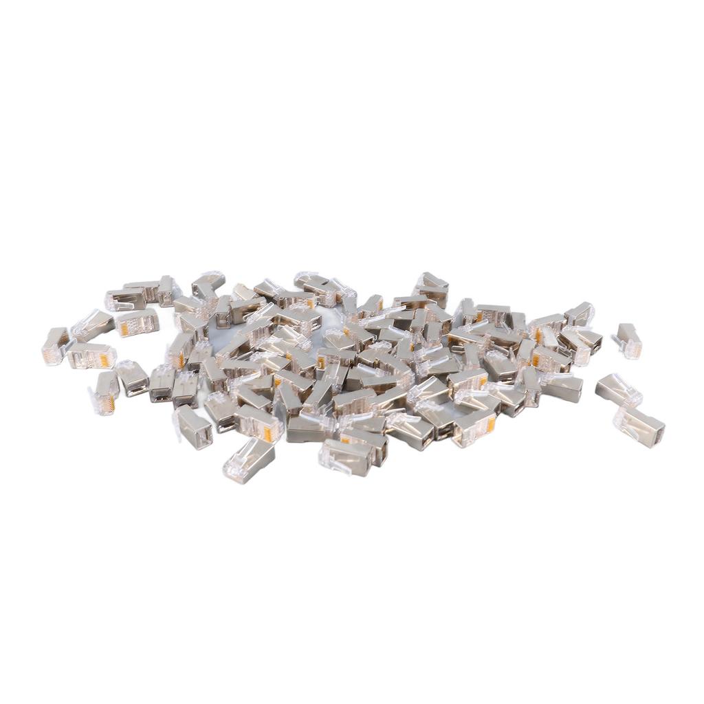 100Pcs CAT6 RJ45 Metal Shielded Connector Safe Reliable Net Shielded RJ45 End Connector Kit