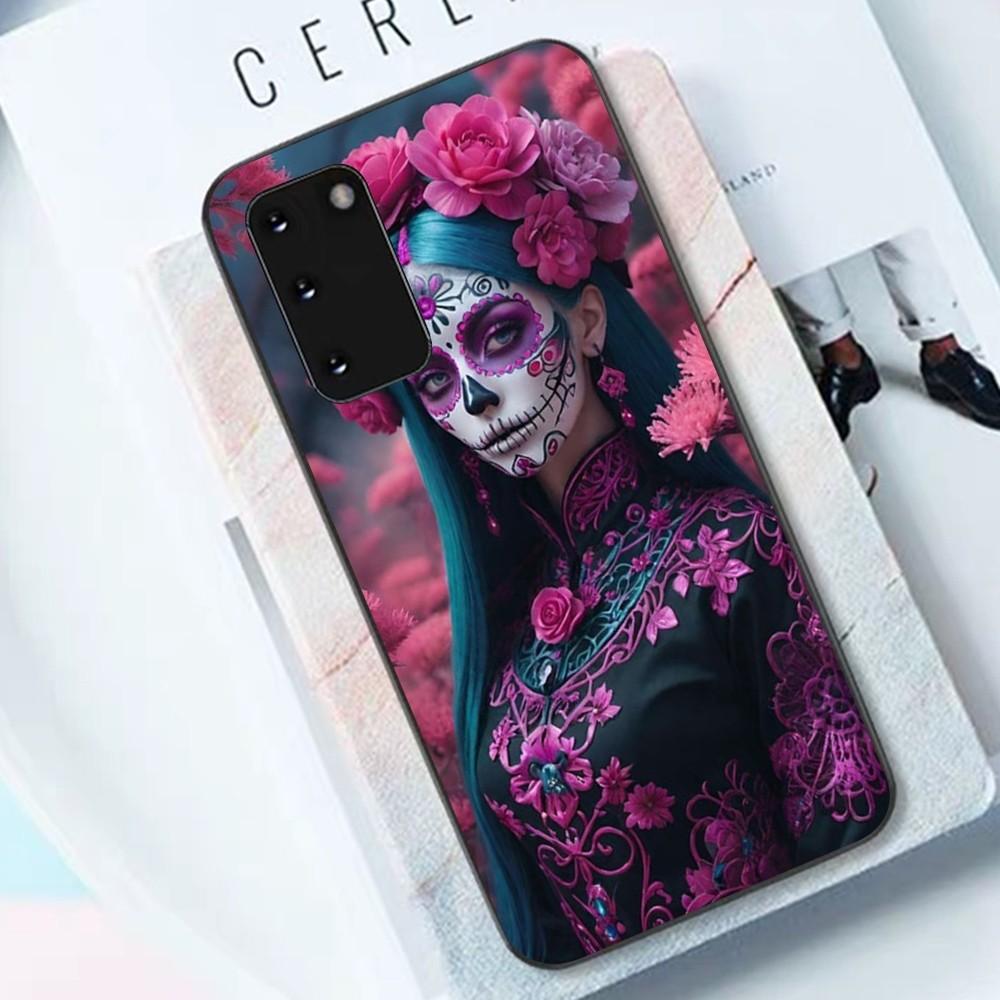 Catrina Beautiful Rose Girl Skull Phone Case For Samsung S 9 10 20 21 22 23 30 23 24 Plus Lite Ultra FE S10lite Fundas