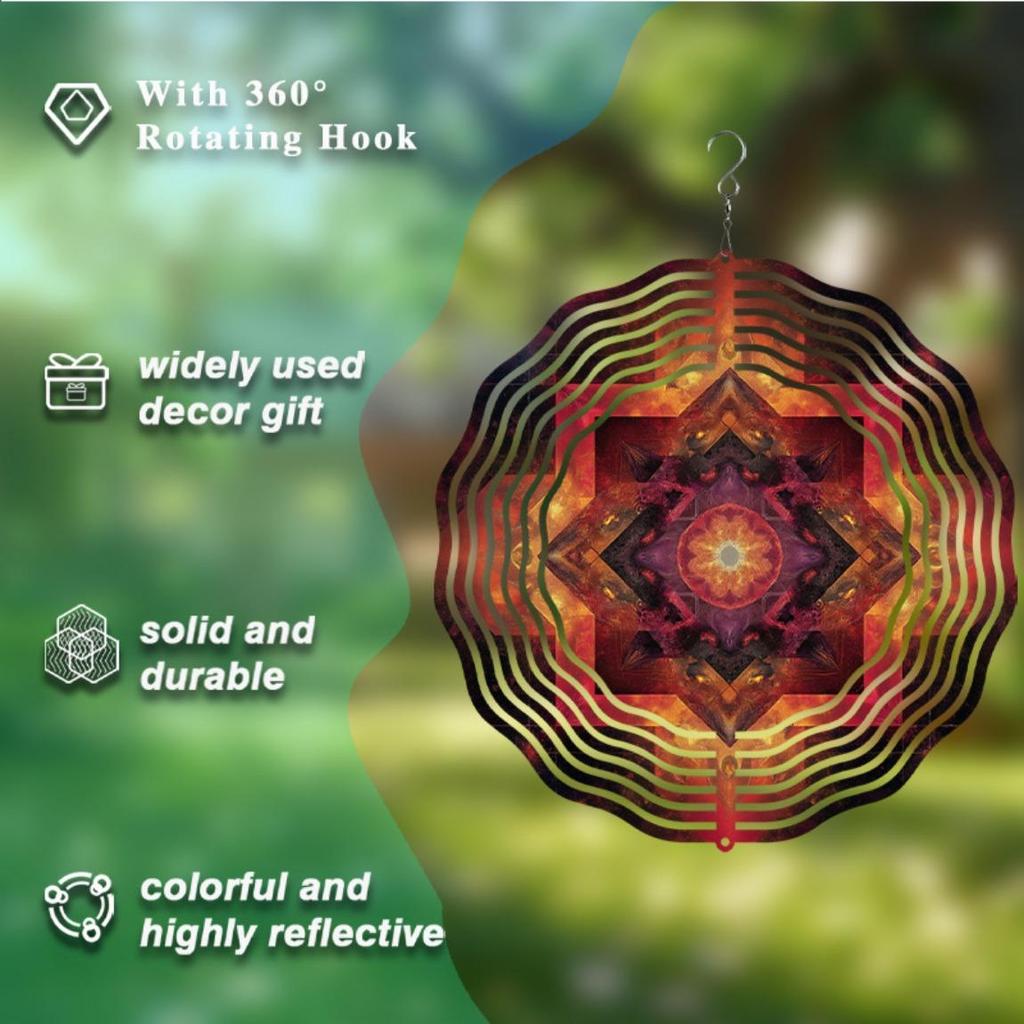 10 Inch Colorful Geometric Wind Chime for Outdoor Decor with 360 Degree Rotating Hook Perfect for Balcony Lawn Garden Spring Summer Gift