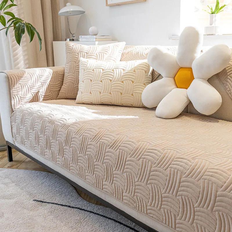 Cotton Sofa Cushion Four Seasons Universal Sofa Cover for Living Room Non-slip Soft Simple Couch Slipcovers Home Sofas Towel