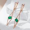 Full Paved Hollow Green Zircon Long Pendant Earrings Trendy Golden Elegant Women Jewelry Keep Color
