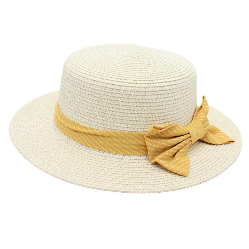 Straw Hat Female Sun Hat Bow Straw Hat French Mom Hat Beach Hat Seaside Ins Wind