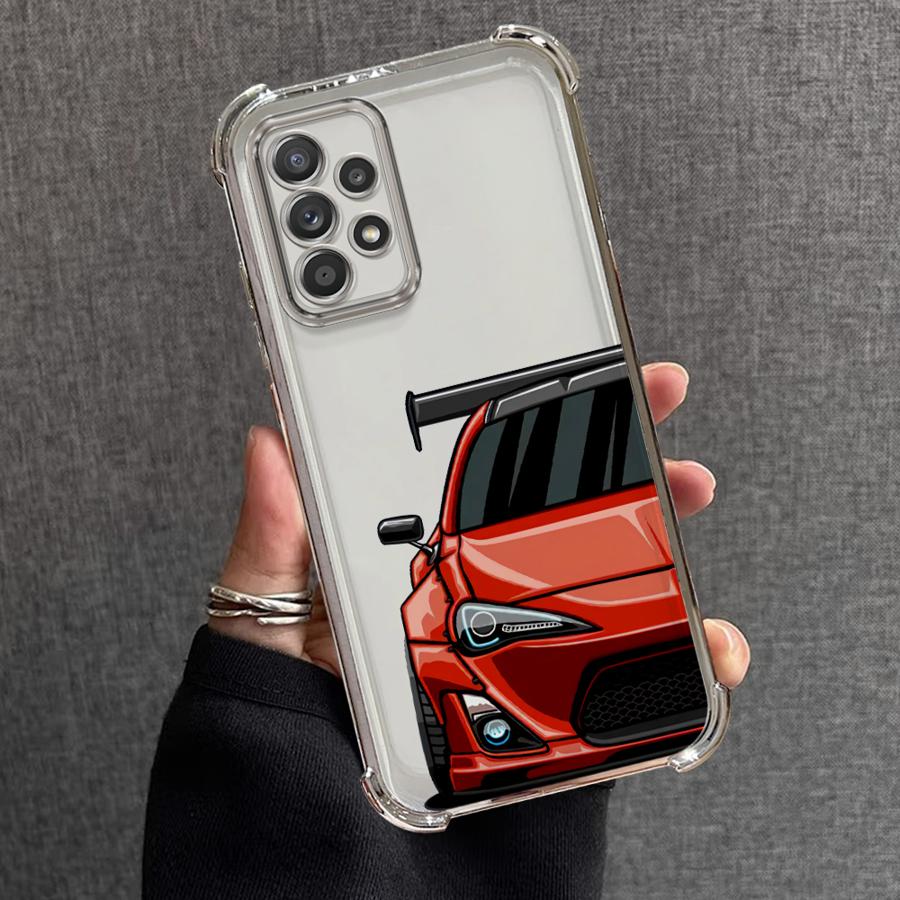 Phone Case for Samsung Galaxy A35 A36 A24 A33 A52 A17 A26 A13 A21s A16 A15 A25 Clear Cover Japanese JDM Drift Car