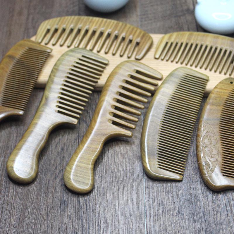 Large Carved Green Sandalwood Wooden Comb - Portable Wooden Gift Comb for Home