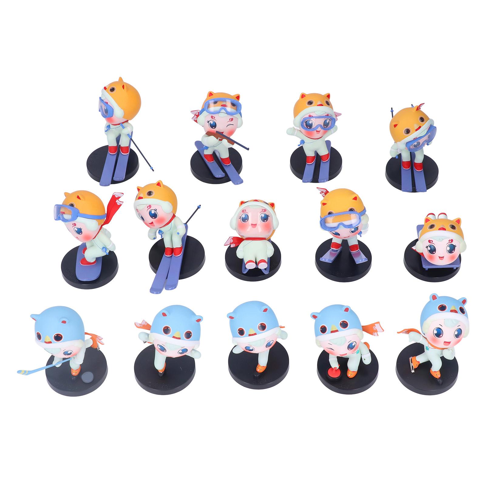 

Набор из 14 кукол «Лед и снег» в стиле катания на лыжах и коньках, милые зимние игровые модели-игрушки для коллекции, сувениры