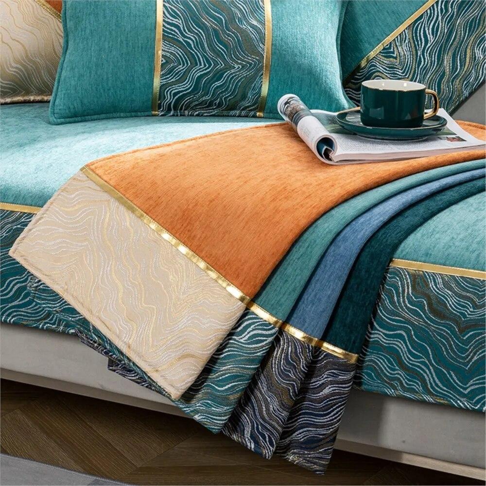 Sofabezug für Wohnzimmer, Chenille-Couchbezüge, Sofakissen, Matte, Vier Jahreszeiten, Sofatuch, L-förmige Sofas, Bezug, Schutzset