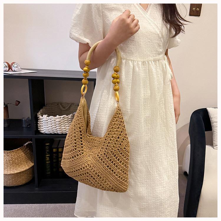 Woven Womens Tote Bag Summer Fashion Shoulder Casual Travel Organizer For Daily Use