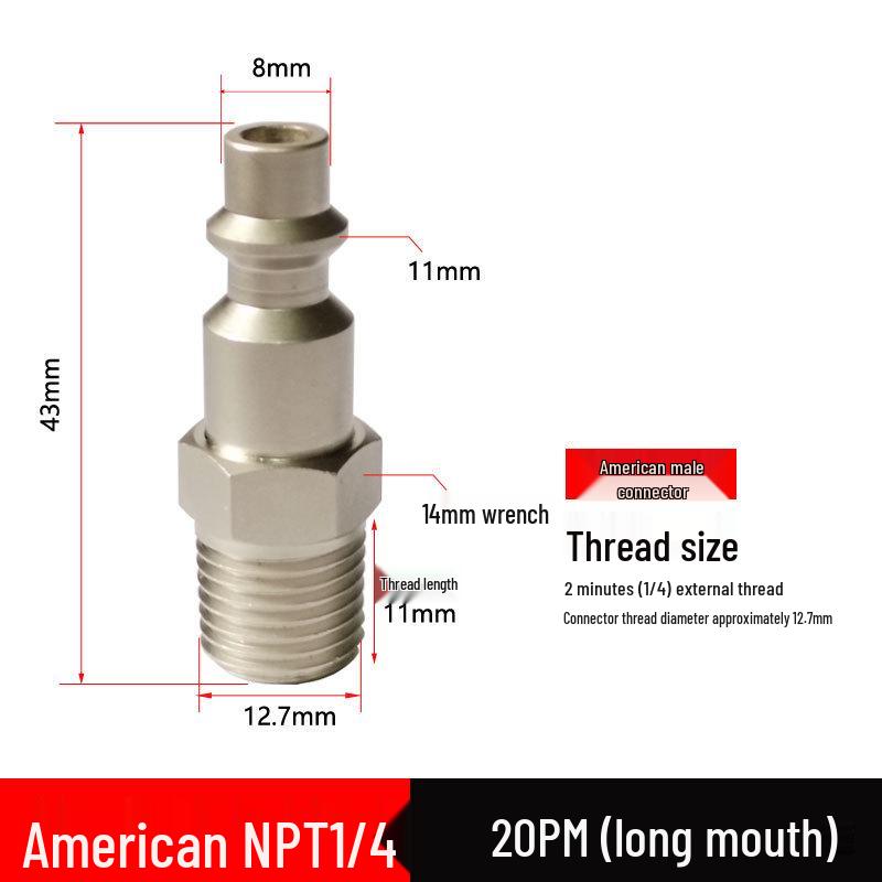 American NPT Quick Self-Locking Pneumatic Connector for Small Air Hammer Tools