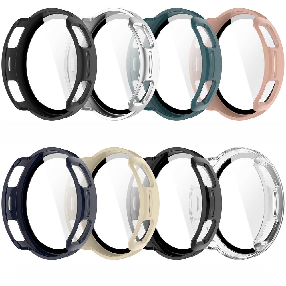 PC+Tempered Protective Case Anti-Scratch Full Coverage Screen Protector Shockproof Cover Shell for Amazfit Active 3 Premium