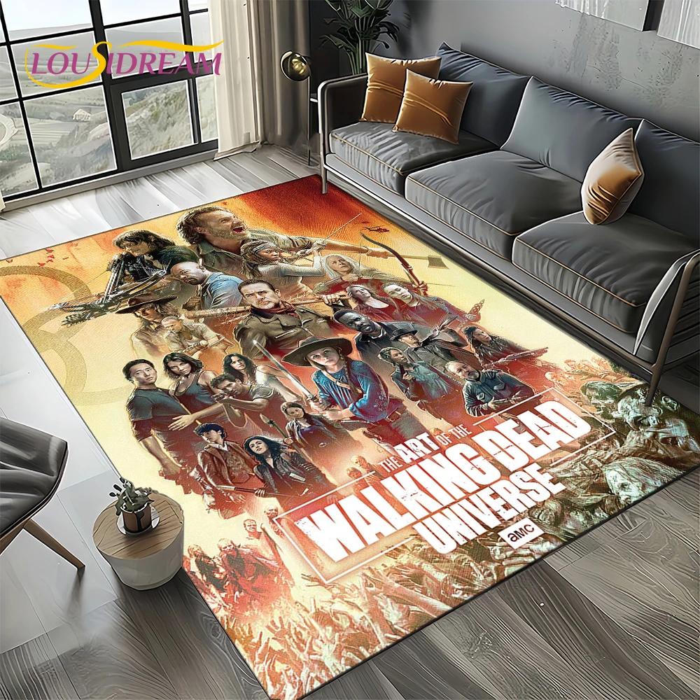 TWD Walking Dead Rick Daryl Horror TV Teppich für Wohnzimmer Schlafzimmer Haus Sofa Dekoration, Kinderteppich rutschfeste Bodenmatte