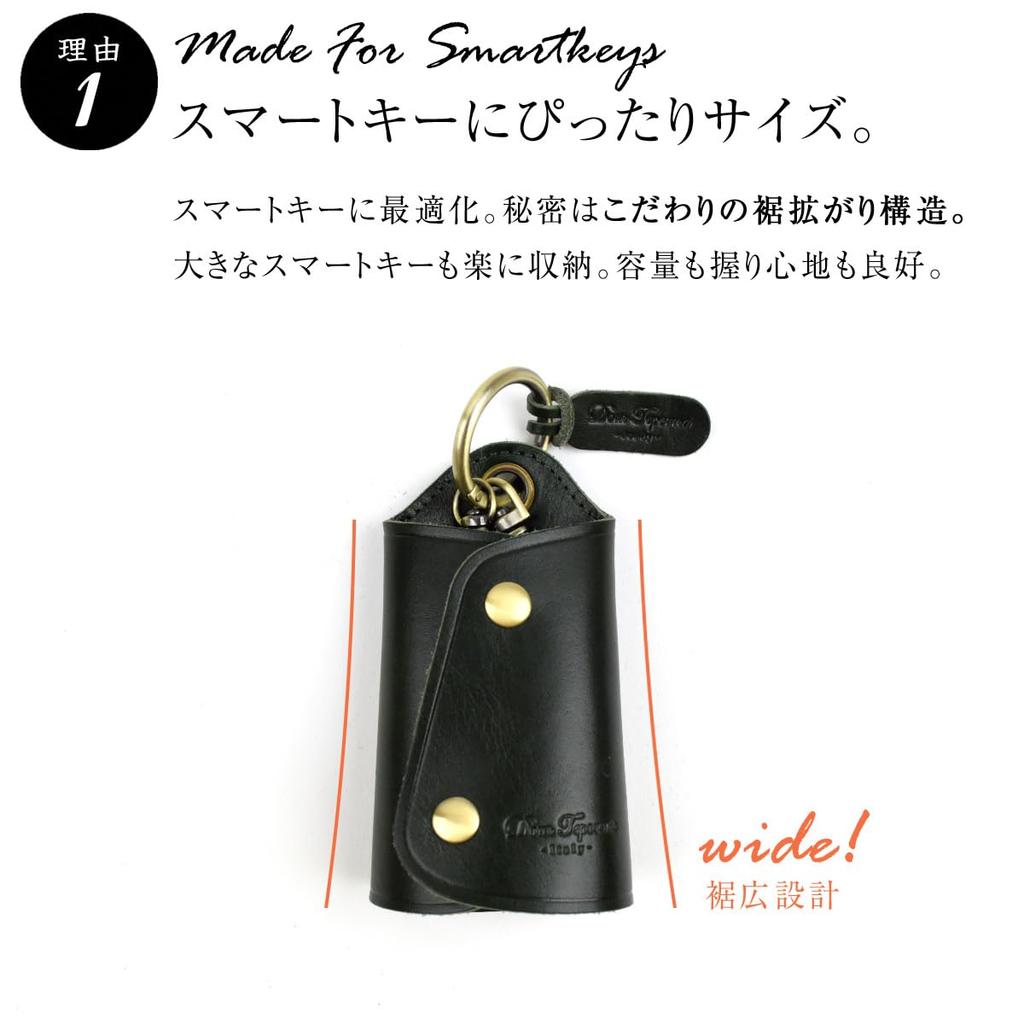 DomTeporna Key Smart Key Genuine Italian and Key Snap Brown Case, Case, Leather, Men's Women's, Ring, Carabiner, Hook,