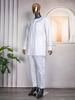 African Men's Traditional Three-Piece Set: Embroidered Robe, Pants, and Matte Cloth