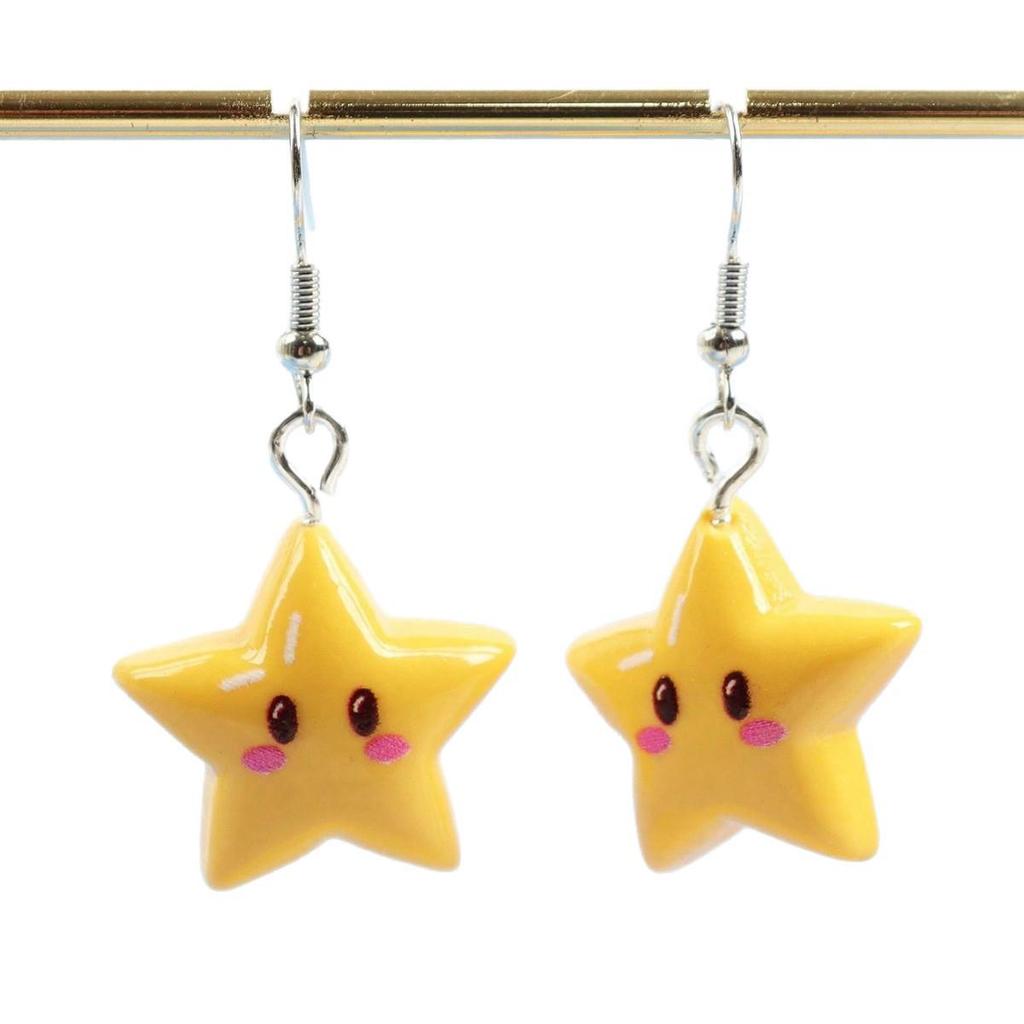 Cute Mario Star Cartoon Stud Earrings - Fun Jewelry 