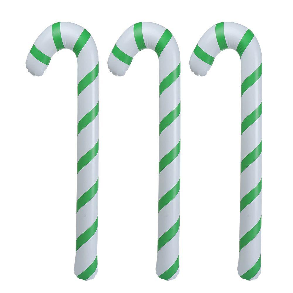 Home Party Balloons Christmas Candy Cane Inflatable Toys Crutch Balloons Santa Claus Walking Stick