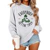 Everybody Clover Letter Print Casual Crewneck Sweatshirt Women
