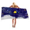 Star and moon pattern digital-printed polyester Superfine fiber double-sided fleece Beach vacation bath towel, beach towel