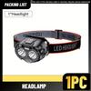 Mini LED Induction Headlight Rechargeable Headband with Adjustable Angle Searchlight for Hiking, Maintenance, Reading, Emergency Use