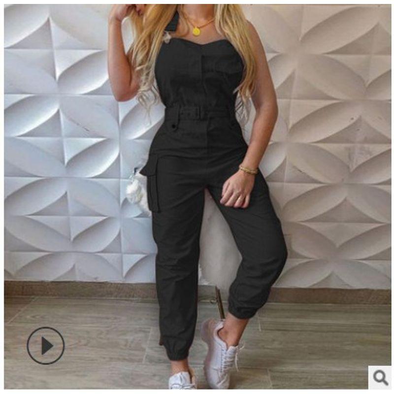 

Комбинезон 2025 с простым ремешком на щиколотке и поясным ремнем Black 3XL