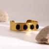 Gemstone Open-end Bangle In Titanium Steel with 18k Gold Plating - Tarnish-free Jewelry Set