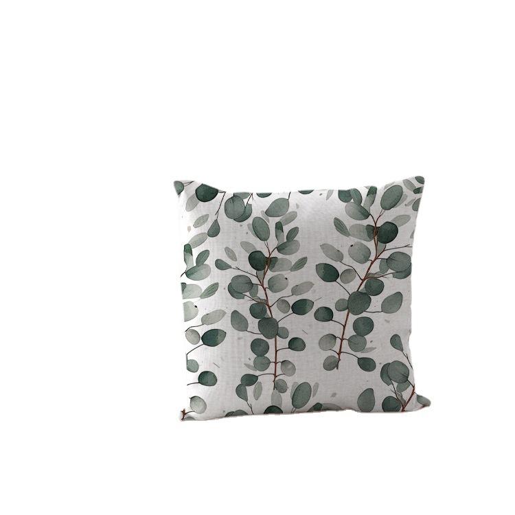 Pillowcase Classic Retro Green Plant Sofa Decoration Pillowcase Nordic Home Waist Cushion Pillowcase