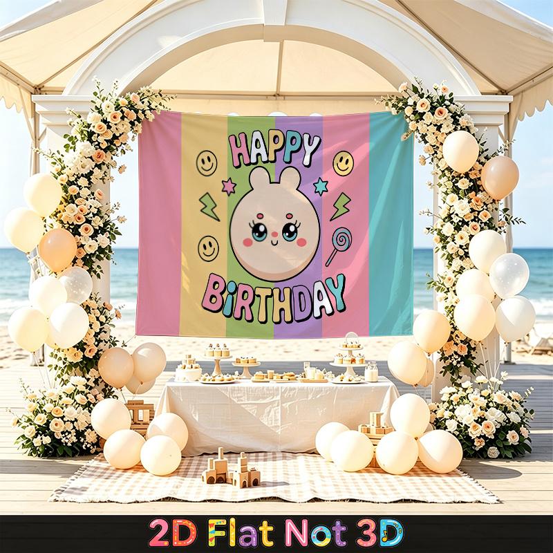 Easter Birthday Backdrop 1pc - Polyester Party Decor