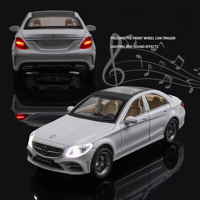 Mercedes Benz C260L Simulation Diecast & Toy Vehicles Sounds & Light Pull Back Car 1:32 Alloy Model Gifts For Children