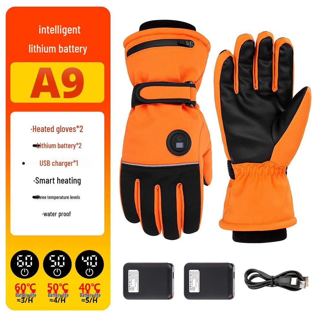 Electric Heated, Windproof, Waterproof Touchscreen Winter Gloves for Motorcycle Riding & Skiing