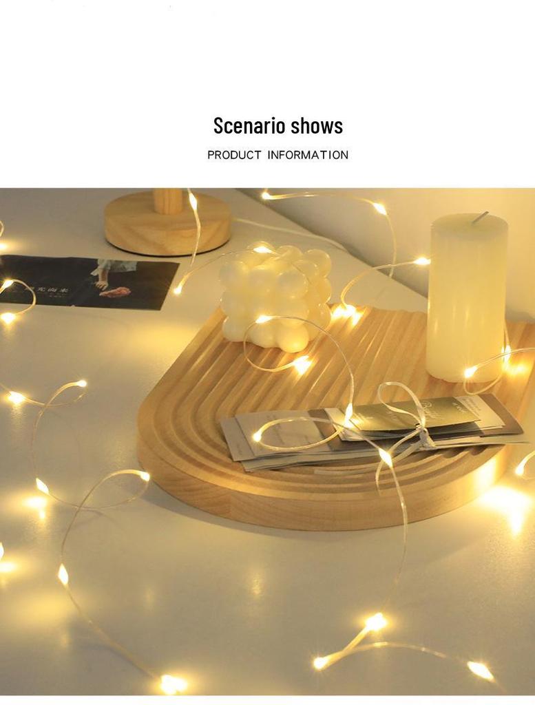 Waterproof LED Copper Wire String Lights with Remote Control - USB & Battery Operated for Christmas, Weddings, and Outdoor Camping Decorations