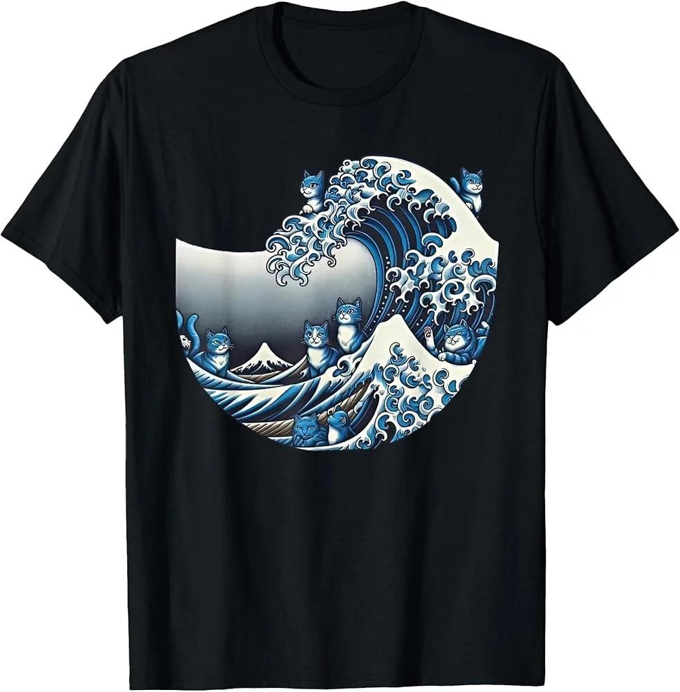 Catzilla Cat Japanese Art Funny Cat Gifts For Men Women T-Shirt E12