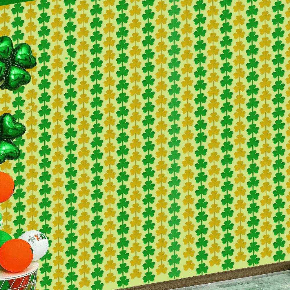 87in Bright Rain Silk Curtain St. Patrick's Day Party Gold Green Background Curtain Irish Festival Decoration Supplies