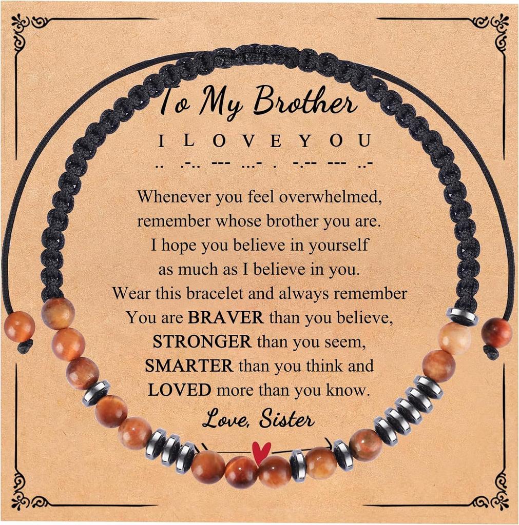 Morse code bracelet, magnet spacer, tiger eye weave, gift bracelet, emperor stone code bracelet.