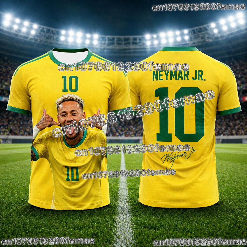 Nieuw Trendy Neymar Voetbalshirt 3D Geprint Ademend Zomers Sportshirt Voor Fans Buiten Voetbaltraining En Dagelijks Gebruik