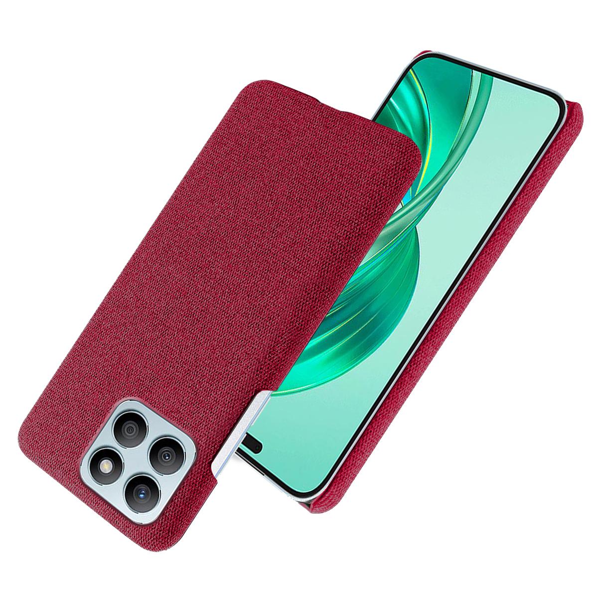 

For Honor X8b 4G Phone Case Fabric Cloth Texture Protective Back Cover Red