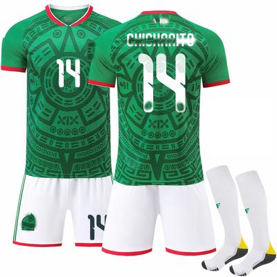 Teens Kids Adults Football Kits Sport Training Jersey Set with Socks 2026 FIFA World Cup Mexico Home #14 Chicharito