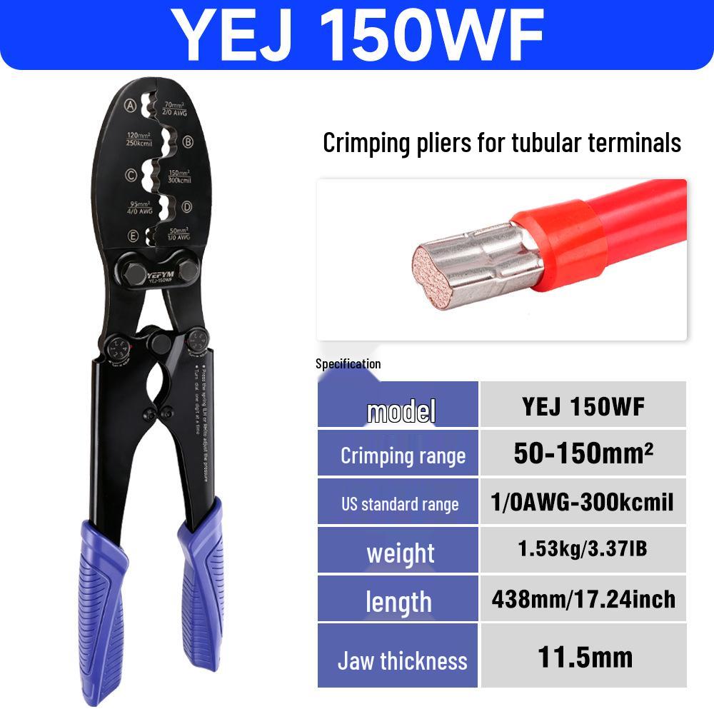 European Style Tubular Terminal Crimping Pliers - YEJ-150WF Quick Wire Connector, B Type Crimping Tool, YEFYM