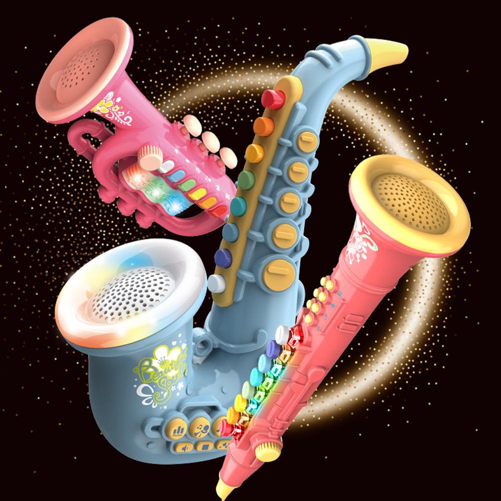 Toy Saxophone For 4-6 Years Kids Trumpet Toy With Music & Light Effects Kids Musical Instruments Education Toy For Boys Girls