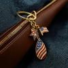 Independence Day Keychain Pendant, Enamel Zinc Alloy Key Holder with USA Letters Stars Hearts Patriotic Design, American Flag Accessory