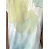 Women's loose round neck T-shirt in soft watercolor abstract print in pastel tones