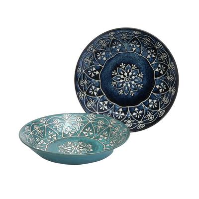 Marusankondo Curry Plate Blue Green Plate20.5×H4cm Moroccan Pair Curry Set 01563