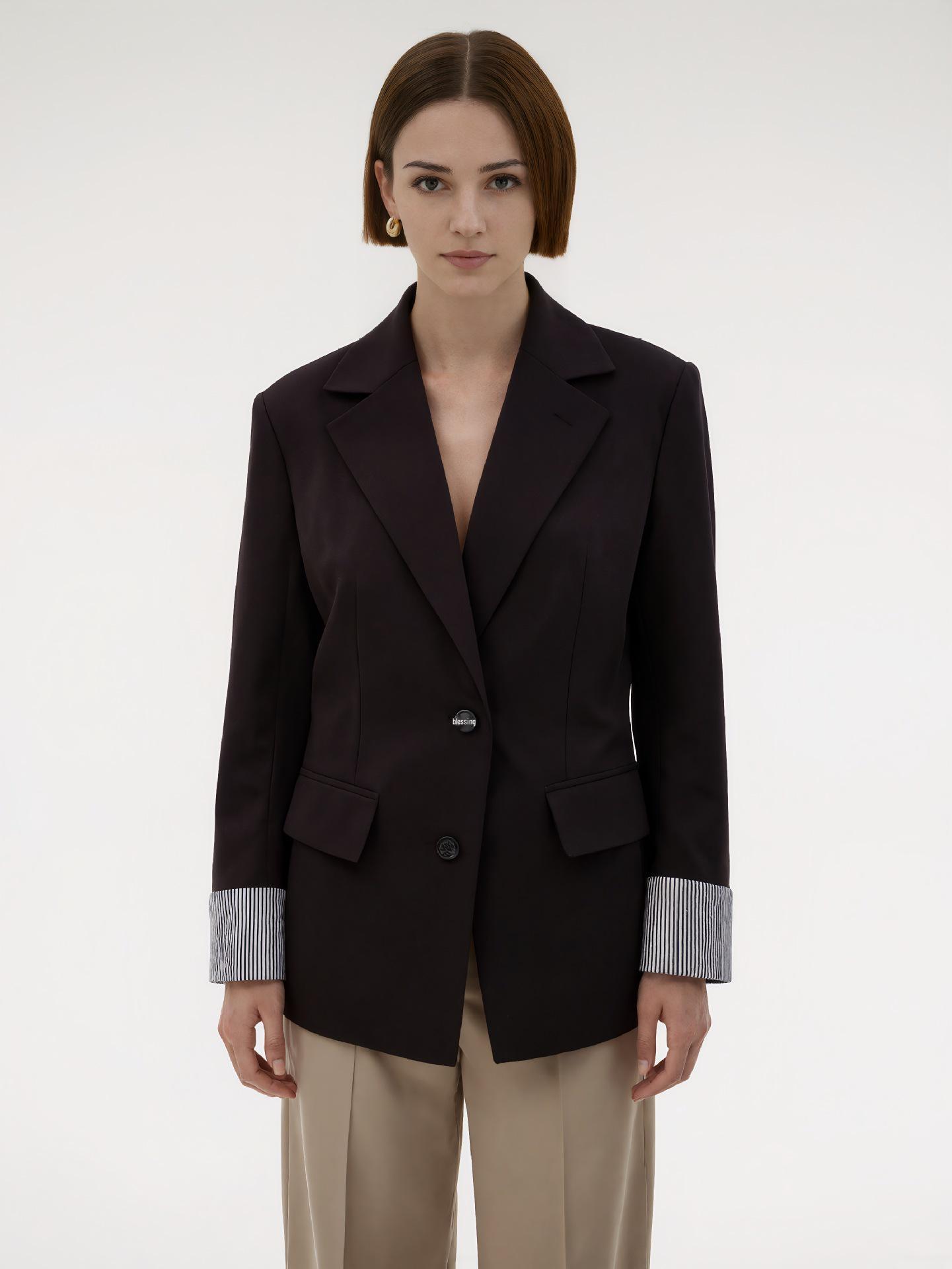 

Маленький женский повседневный блейзерный костюм премиум-класса с длинными рукавами XXL чёрный