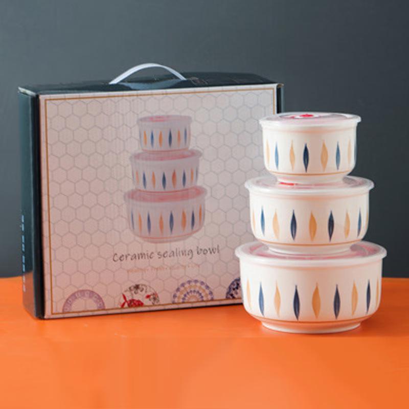Zhipoya Ceramic Fresh-keeping Bowl 3-Piece Set