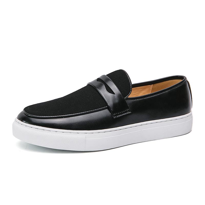 Plus Size Men s Casual Leather Slip-On Loafers - Trendy British Style 43 чёрный