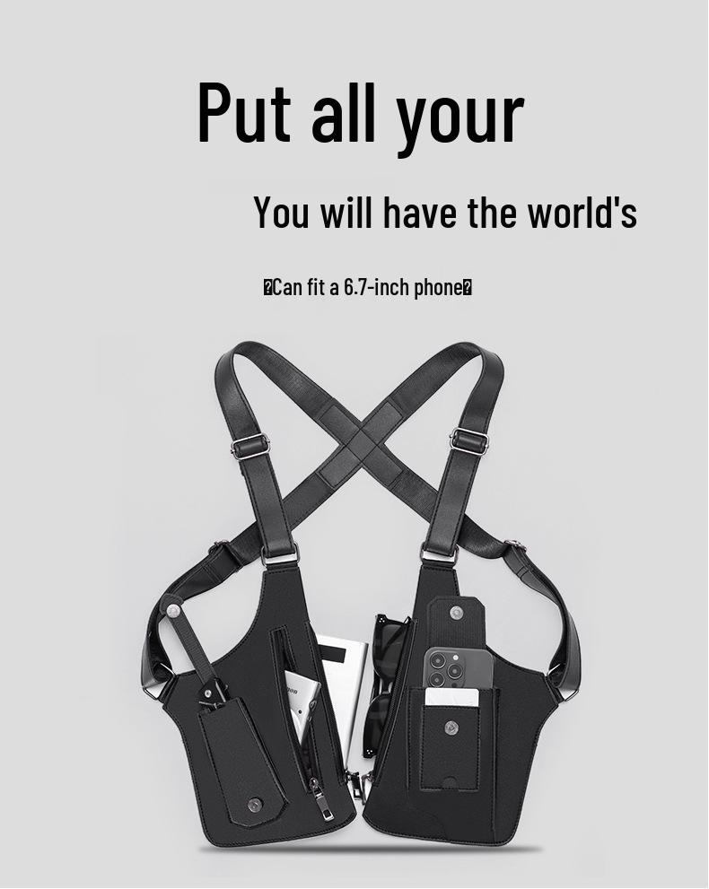 Herren Vintage Rucksack mit Unterarm Crossbody Multifunktionale Einzelschultertasche - Outdoor Handyweste Tasche